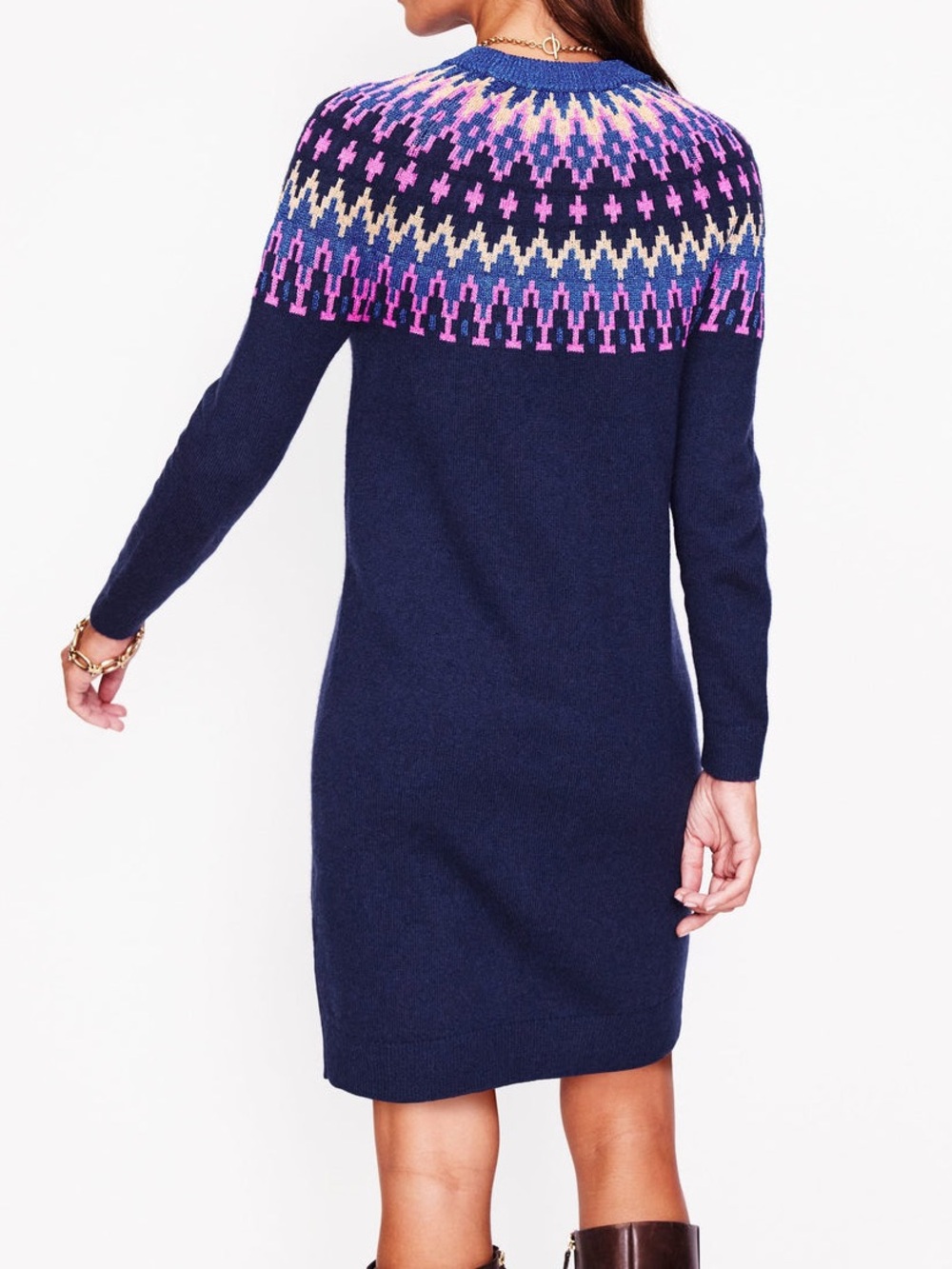NWT Boden Eleanor Fair Isle Dress in Navy - Picture 3 of 13